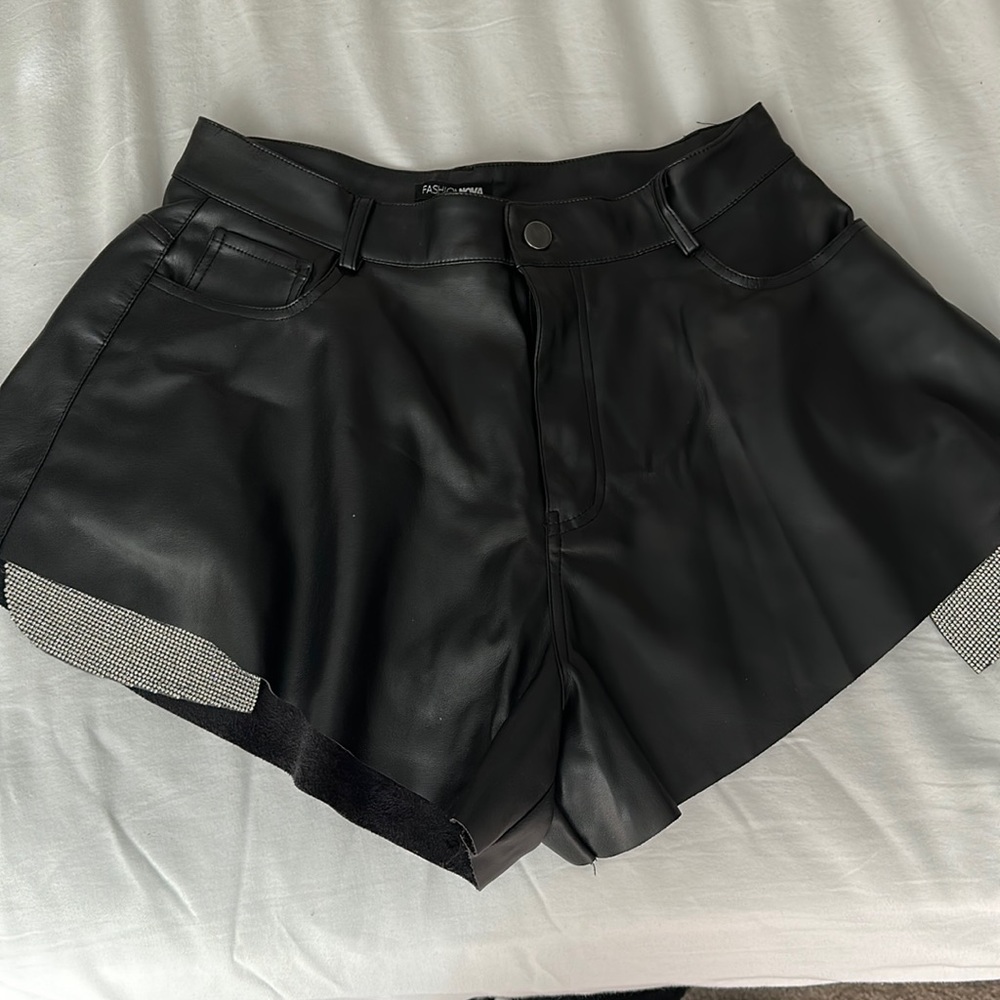 Dazzle me shorts by Fashion Nova as L in black with rhinestone trim